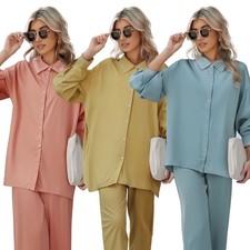 2pcs Muslim Women Long Sleeve Blouse Top Pants Sets Elegant Islamic Outfits Suit