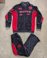 Vintage Enyce Racing Tracksuit Mens XL Velour Red Black Y2K Velvet Rap