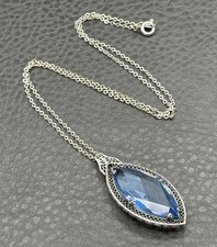 Vintage Czech Antique Blue Faceted Glass Marq...