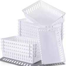 Set of 12 Plastic Baskets, Multi-Purpose Storage Organizer for Home Office, Du