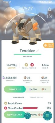 Terrakion Pokemon Garantiert Glück von 2019-20 Registriert oder 30 Tage