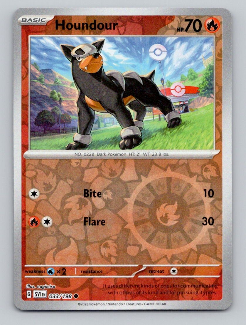 Houndour 033/198 Common Scarlet & Violet Pokemon Reverse Holo Near Mint