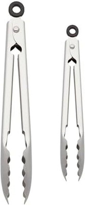 Kitchenaid Set of 2 Stainless Steel Tongs with Scalloped Edges Easy Lock Dishwas
