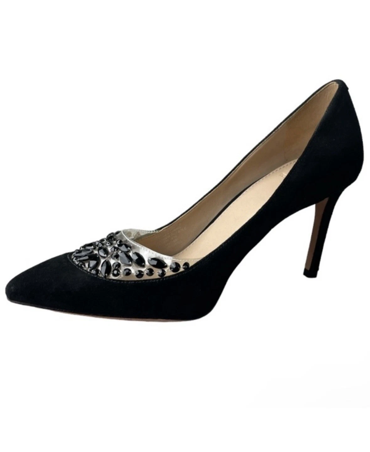 Décolleté Tory Burch Delphine nere in camoscio impreziosite taglia 5 vendita al dettaglio $350