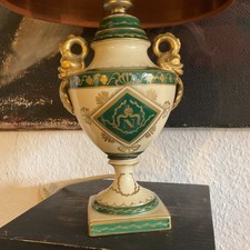 Antike Franz&ouml;sische Tischlampe, &bdquo;NAPOLEONISCH&ldquo; Porzellan, Wei&szlig;/Gr&uuml;n/Gold