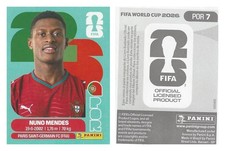 2026 Panini FIFA World Cup POR7 Nuno Mendes Portugal Sticker, LATAM