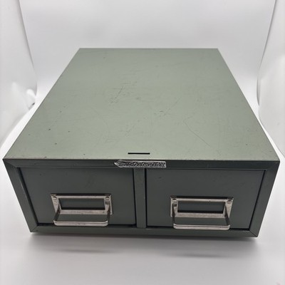 Steelmaster Double Drawer (Sage) 4x6 Index Card Library File Cabinet MCM