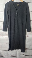 Madewell Womens Dress Size Small Charcoal Gray Henley Midi Side Slit Long Sleeve