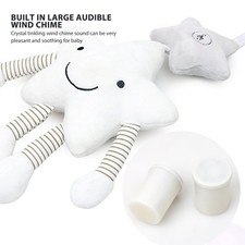 Baby Crib Mobile With Wind Chime Soft Plush Cute White Cartoon Five Pointed