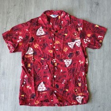 Vintage 1950s Pilgrim Hawaiian Shirt Mens Medium Red Sears Tropical Tiki Aloha