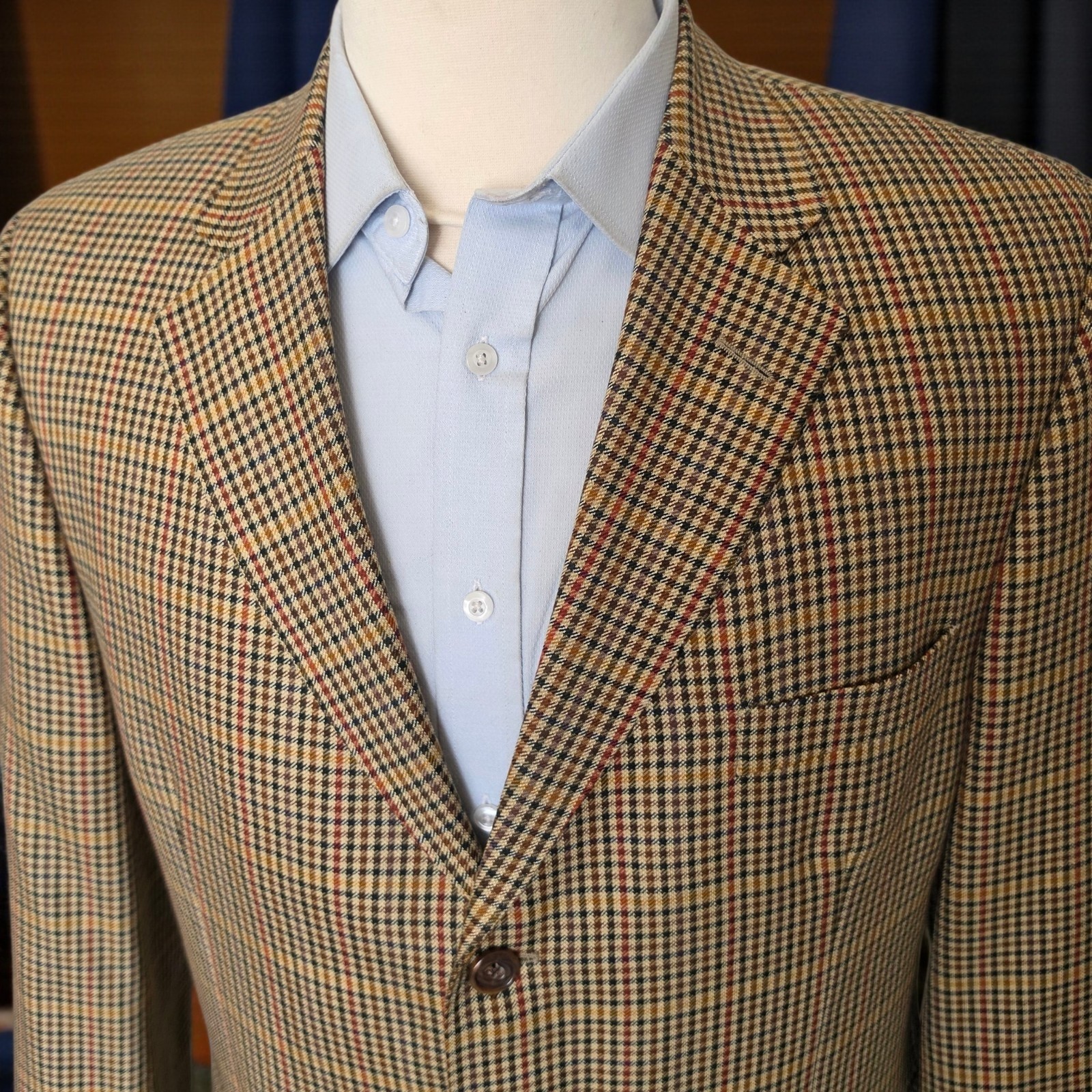 Vintage Aquascutum Blazer 44r Checked Wool Cashmere Made In England