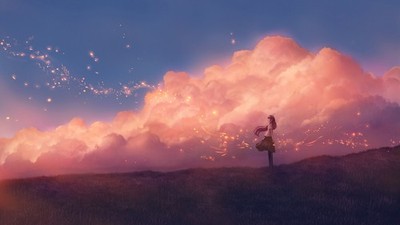 Anime  girls sky clouds Custom Gaming Mat Desk