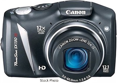Nice Canon PowerShot SX130IS 12.1 MP Digital Camera w/12x Optical Zoom Tested EX