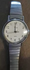 Vintage Timex Watch Women Silver Tone Stretch Band Stainless Steel