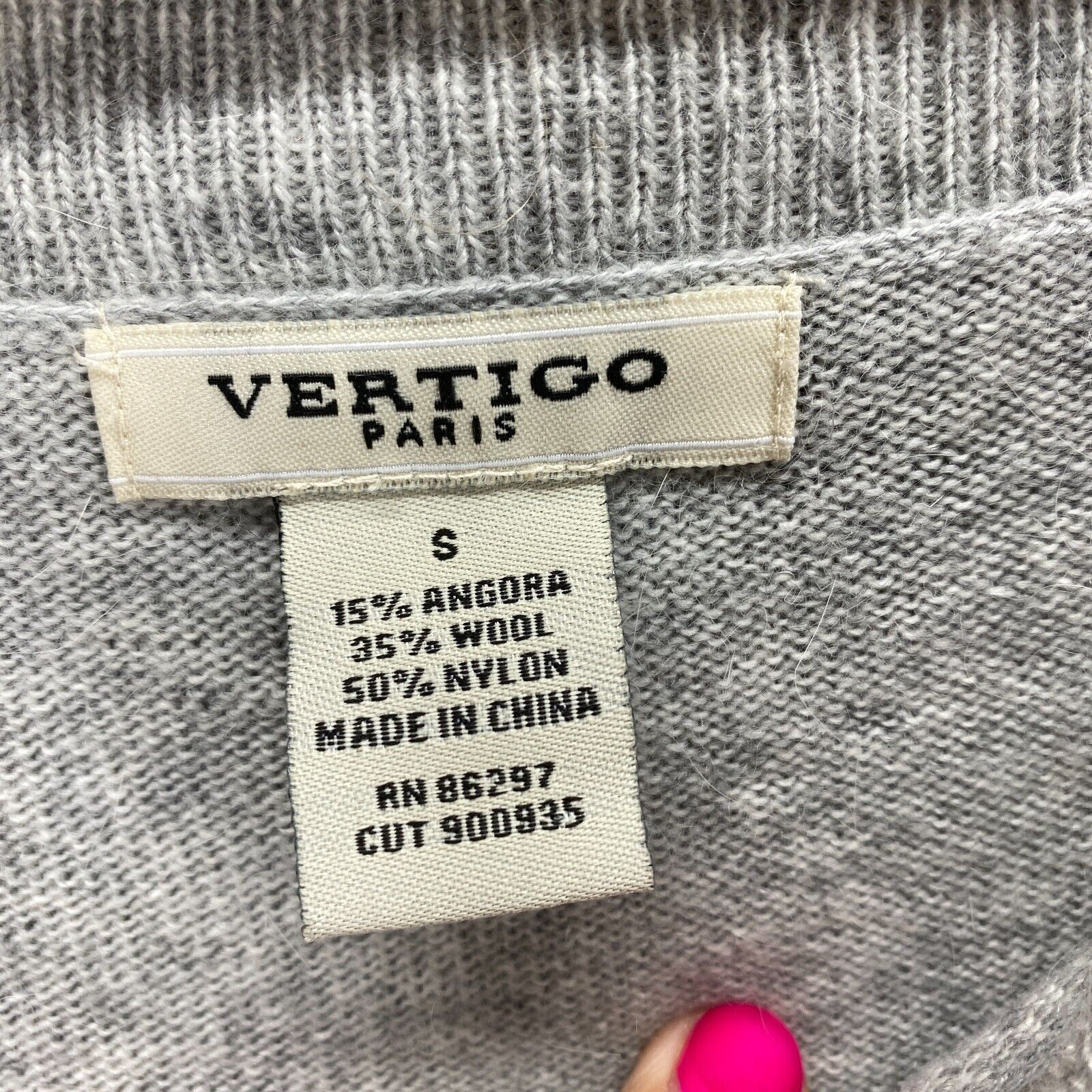 Vertigo Paris Sweater Womens S Gray Boat Neck 3/4… - image 9