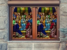 3D Crowd A408 Window Film Print Sticker Cling Stained Glass UV Sinsin