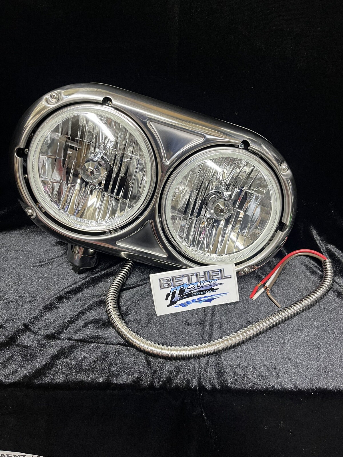 Peterbilt 359 Style Dual Headlights Stainless Steel Complete with Bracket Kit