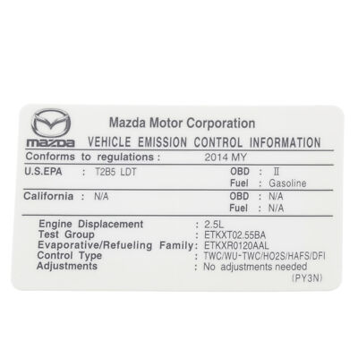NEW OEM Mazda 2013-2016 CX-5 Emission Label Engine Compliance