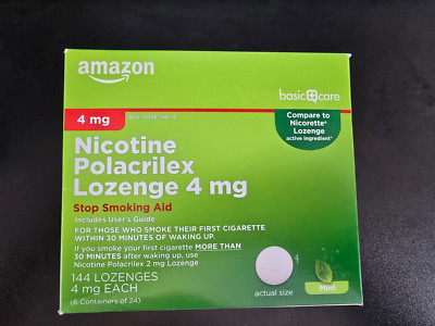 Amazon Basic Care Nicotine Polacrilex Lozenge 4mg 144 Lozenges Exp 12/26