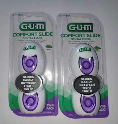 NEW Lot Of 2 GUM Comfort Slide Dental Floss * Mint * Twin Packs = 4 Total