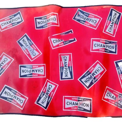 t*m様 1970s CHAMPION SPARKPLUGS フェンダーカバー Champion Spark Plug Fender Cover 54x29 Vintage Advertising