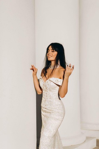 Bohemian wedding dress Romantic bridal gown Sparkly gown Off shoulder dress Lace - Picture 7 of 12