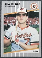 Bill Billy Ripken 1989 Fleer #616 F**k Face Error Black Box on bat knob (A)