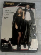 SPIRIT Black Satin Hooded Cape - Adult - One Size Fits Most - NEW