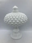 Rare Vintage Westmoreland Milk Glass Sawtooth Diamond Point Lidded Compote 9”