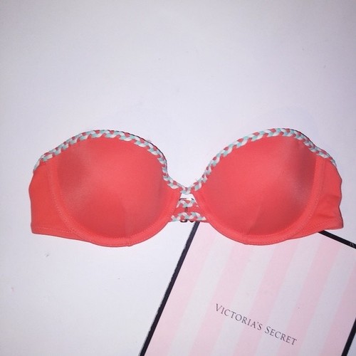 Haut De Bikini Bandeau Victoria's Secret The Beach - Taille 32B - Couleur Pêche - Occasion TB