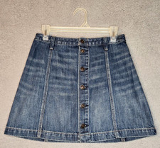 Abercrombie Fitch Distressed Denim Button Front Mini Skirt - Women's Size 4