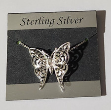 STERLING SILVER BUTTERFLY CHARM PENDANT NECKLACE WITH 18 INCH STERLING CHAIN