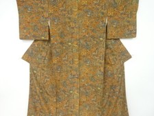 7289219: JAPANESE KIMONO / VINTAGE KOMON KIMONO / SILK / FLOWER BIRD