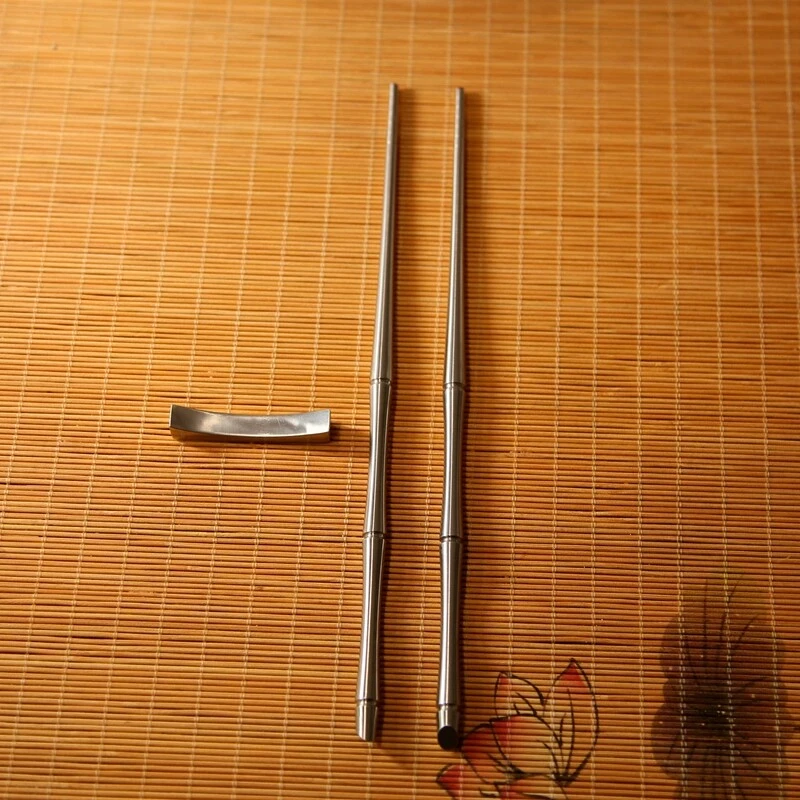 EDC Solid TC4 Titanium Chopsticks Section Foldable With Pack Travel Tools - Image 3 of 4