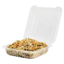 Karat 8'' x 8' PP Plastic Hinged Container, 1 compartment - 250 ct, FP-HC88PP-1C
