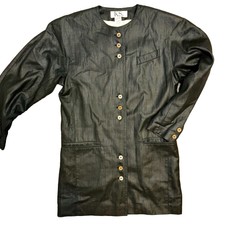 Klaus Steilmann Long Lean Bavarian Coated Linen Blazer Sz 4 Capsule Boxy Layer