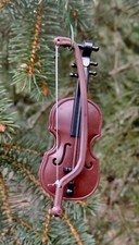 Xmas Ornament Violin with Bow Musical Instruments New.