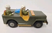 Vintage Tin Toy Jeep Made In Japan Army Command Jeep NOT WORKING AS IS 