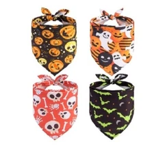 SCENEREAL Halloween Dog Bandana Soft and Breathable Pet Triangle Scarf  4 Pack