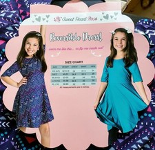 Sweet Heart Rose Girls Reversible Dress   One Dress 2 Colors: Printed or Teal