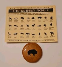 Nature's Spirit Totem Energy Stone Polished Brown Tone Buffalo 2" Round Agate