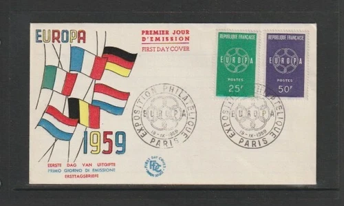 France 1959 SG1440-1 2v FDC (Paris Philatelic Exhibition)- Europa