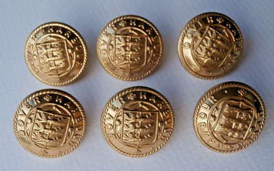 PASSENDES SET 6 VINTAGE DOVER HARBOUR PORT AUTORITY GROSS VERGOLDETE UNIFORMKNÖPFE