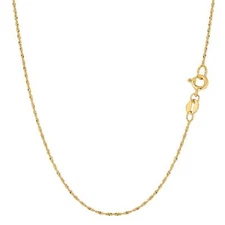 10k Yellow Real Gold Singapore Chain Necklace, 0.8mm, 18"