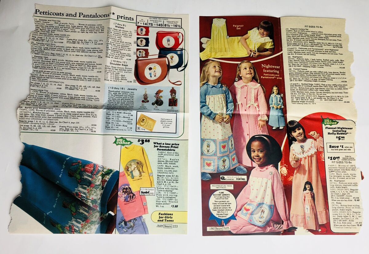 Vintage Sears Catalog Book Loose Pages 1970s Nightwear Girls Vintage Sears Catalog Book Loose Pages 1970s Nightwear Girls
