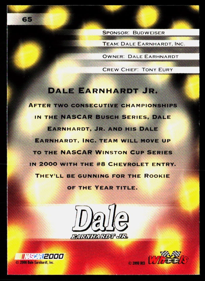 2000 Wheels High Gear #65 Dale Earnhardt Jr. - Image 2 of 2