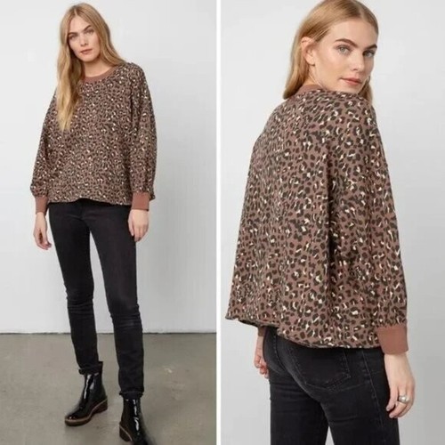 Felpa RAILS $158 Reeves in leopardo di montagna taglia M