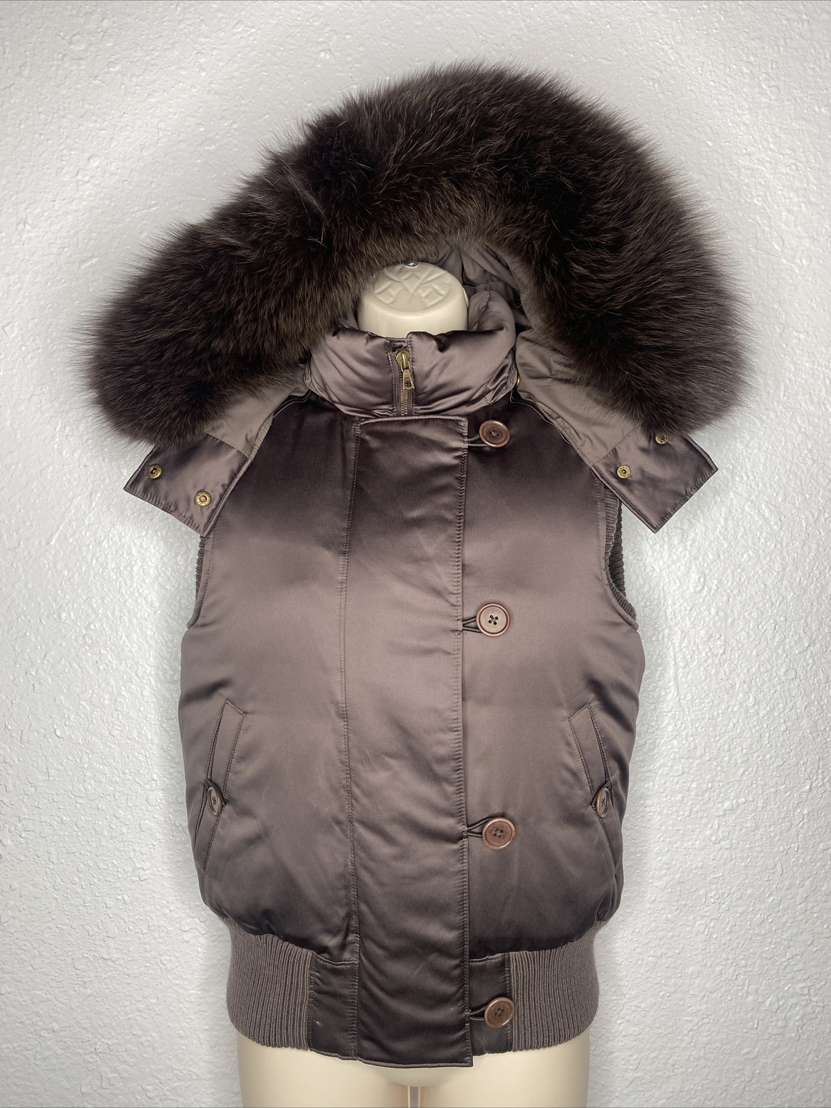 Theory Brown Sleeveless Detachable Fur 