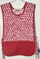 Valentines Day Apron Everyday Cobbler Style Adult Pockets Heart Red Pink