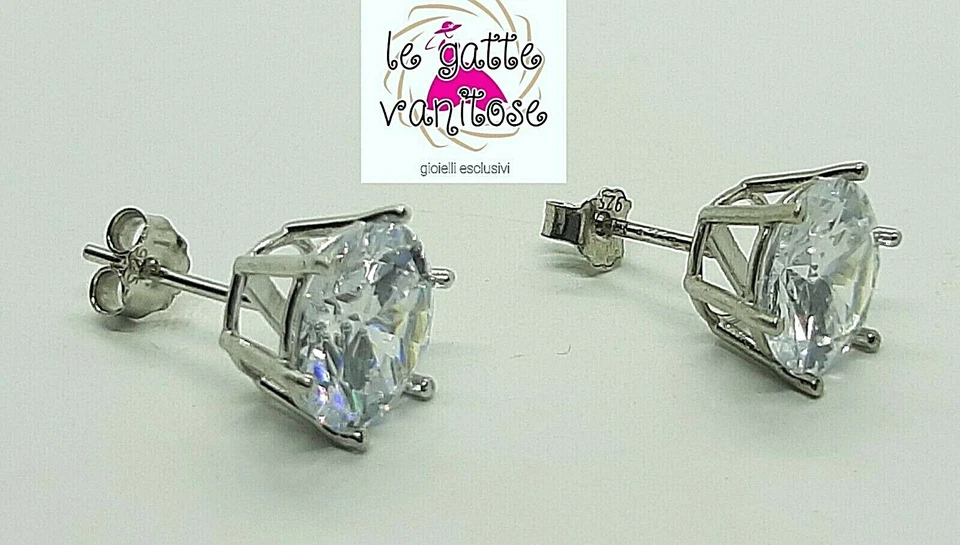 Orecchino Punto Luce in argento 925 zircone bianco 6 kt . spedizione gratuita - Immagine 2 di 4